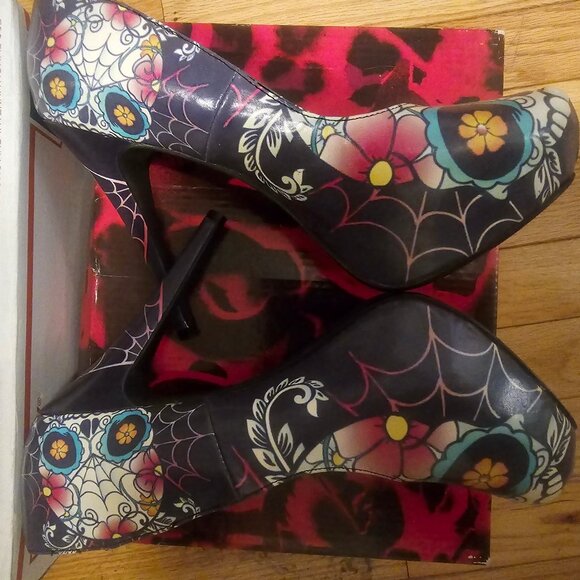 Too Fast brand sugar skull heels - Picture 1 of 7